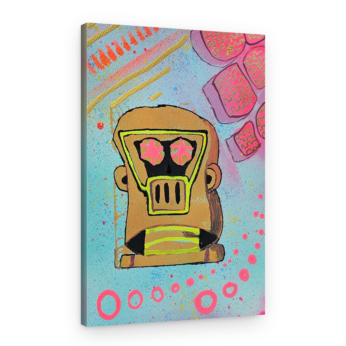Vibrant Robot Head – Canvas Print