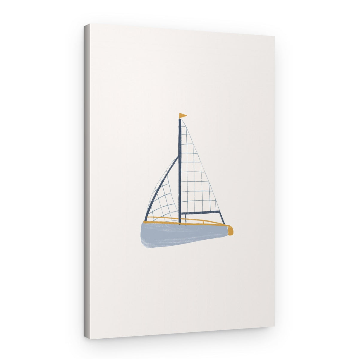 Blue Sailboat Illustration – Canvas Print