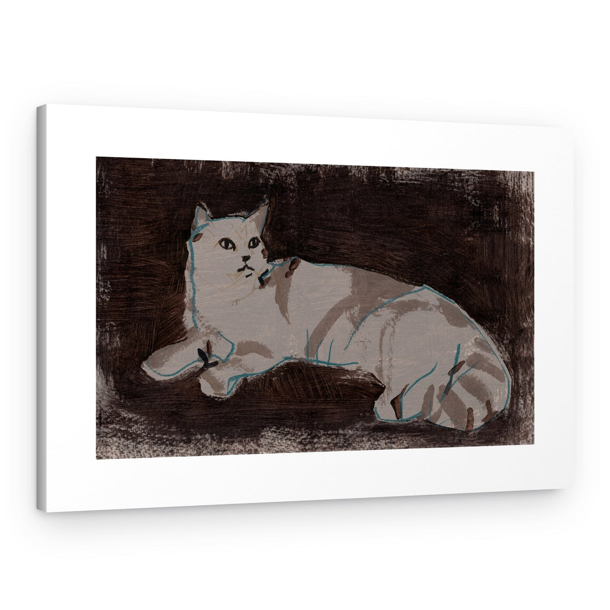 White Cat Resting – Canvas Print