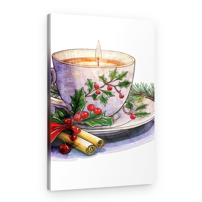 Cozy Christmas Candle Cup – Canvas Print