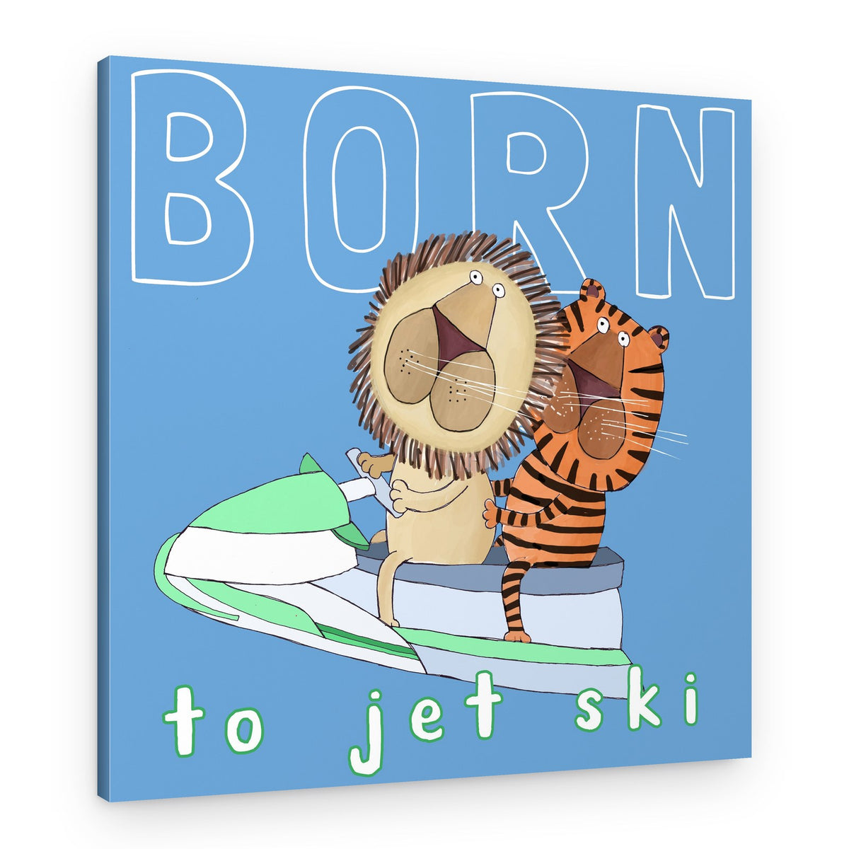 Lion Tiger Jet Ski Fun – Canvas Print
