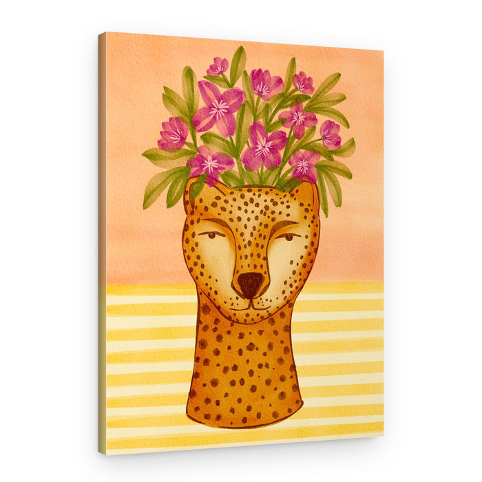 Serene Cheetah Flowers – Canvas Print