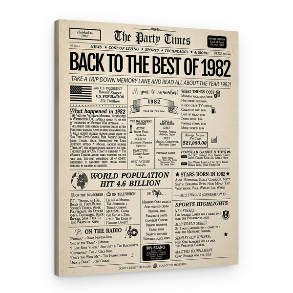Back In 1982 42nd Birthday Newspaper  Canvas Print