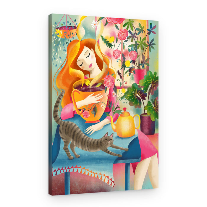 Cozy Tea and Cat Morning – Canvas Print