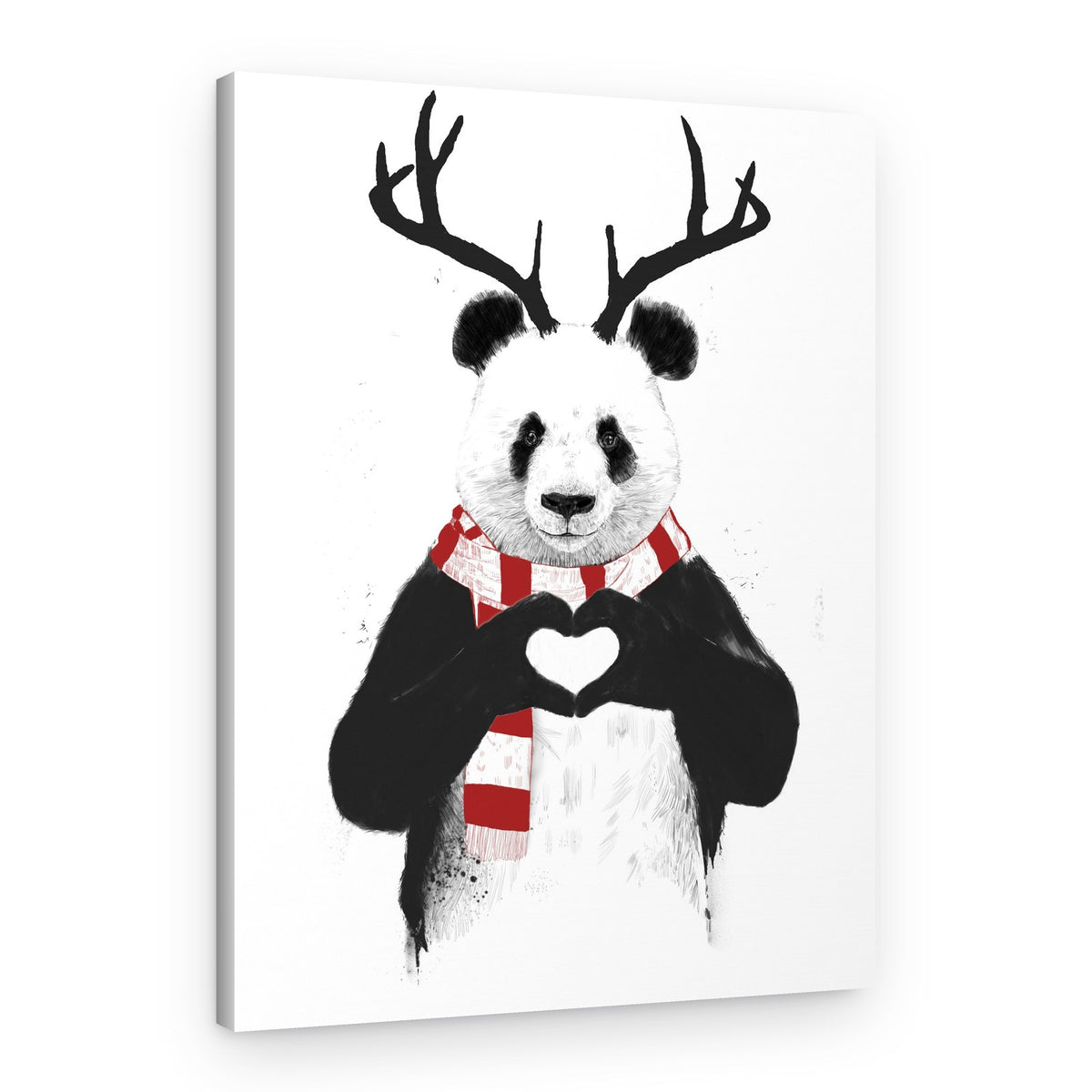 Panda Antlers Heart Hands – Canvas Print