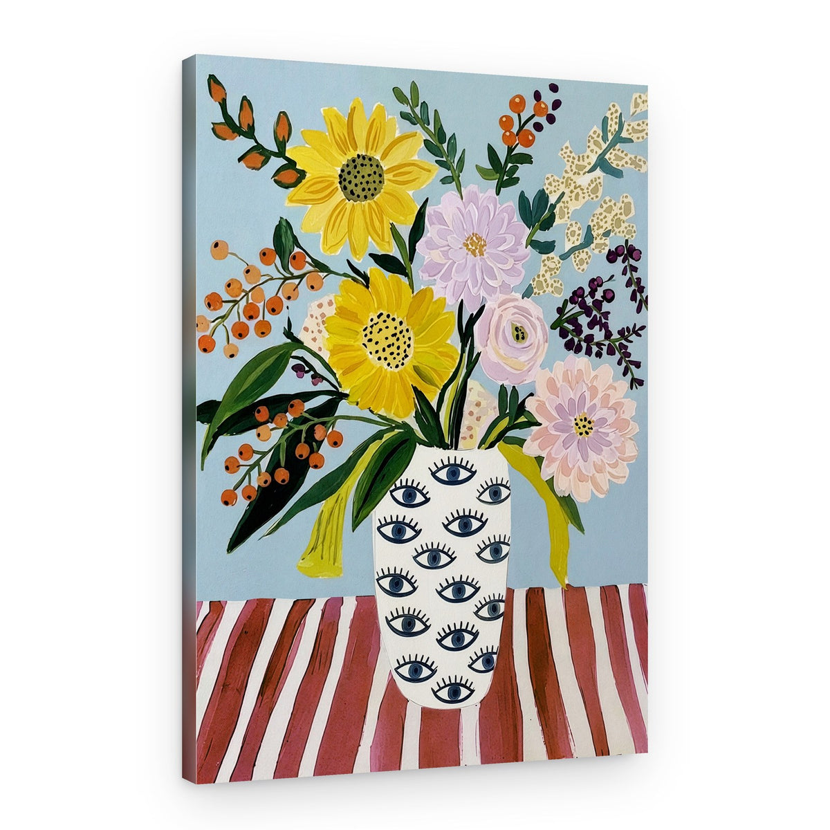 Cheerful Flowers Eye Vase – Canvas Print