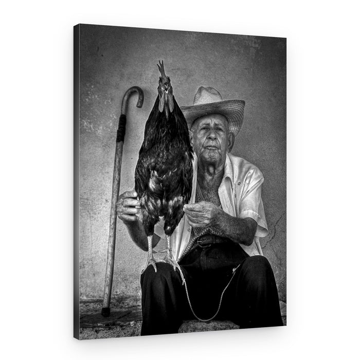 Farmer and His Rooster – Canvas Print