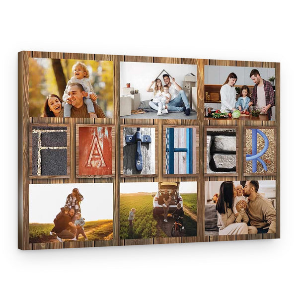 Father Letter Art Custom Photo Collage Canvas Print
