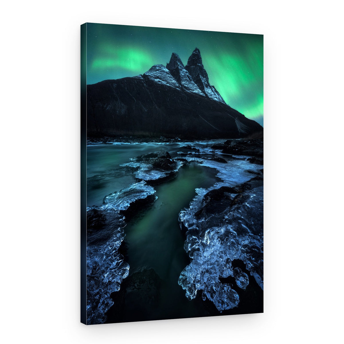 Northern Lights Mountain River – Canvas Print