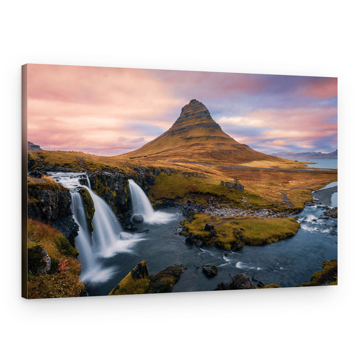 Kirkjufell Falls Golden Hour – Canvas Print