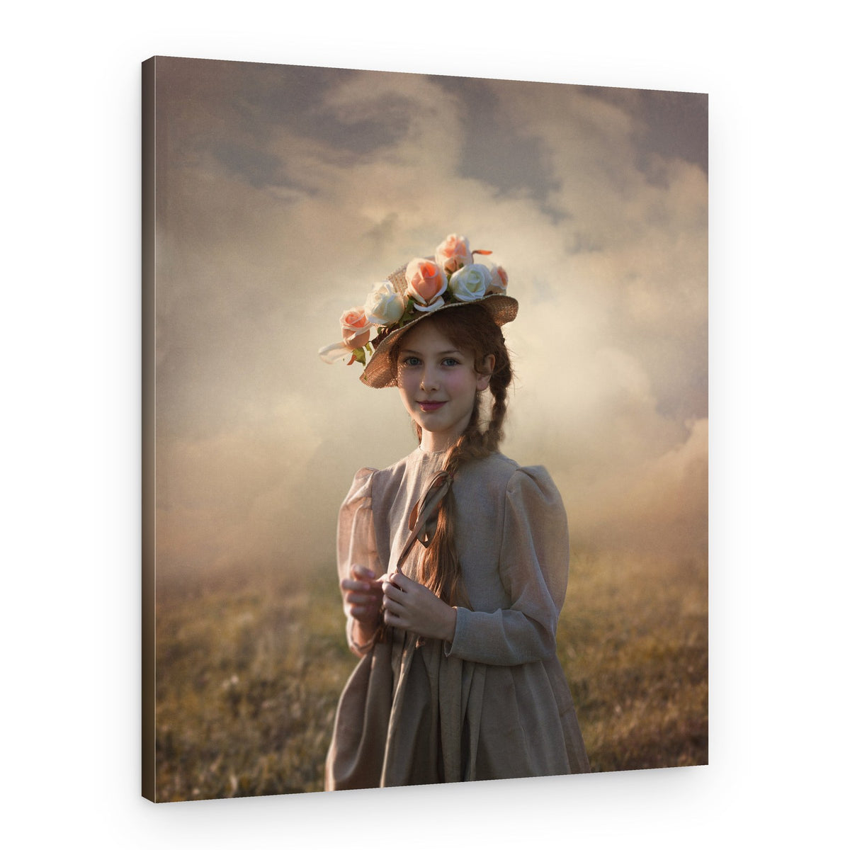 Girl With Rose Hat – Canvas Print