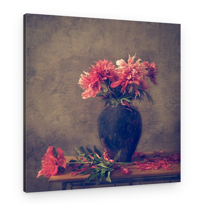 Moody Peony Still Life – Canvas Print