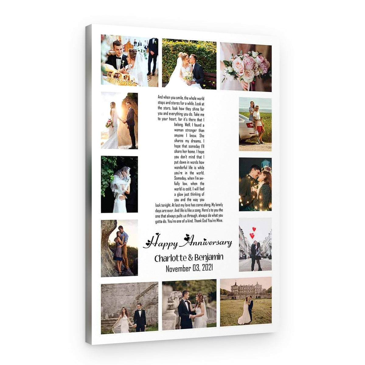 Word Art Song Lyrics 1st Anniversary Photo Collage Canvas – Canvas Print – Normal