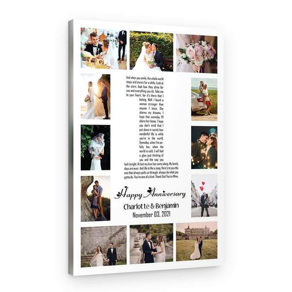 Word Art Song Lyrics 1st Anniversary Photo Collage Canvas