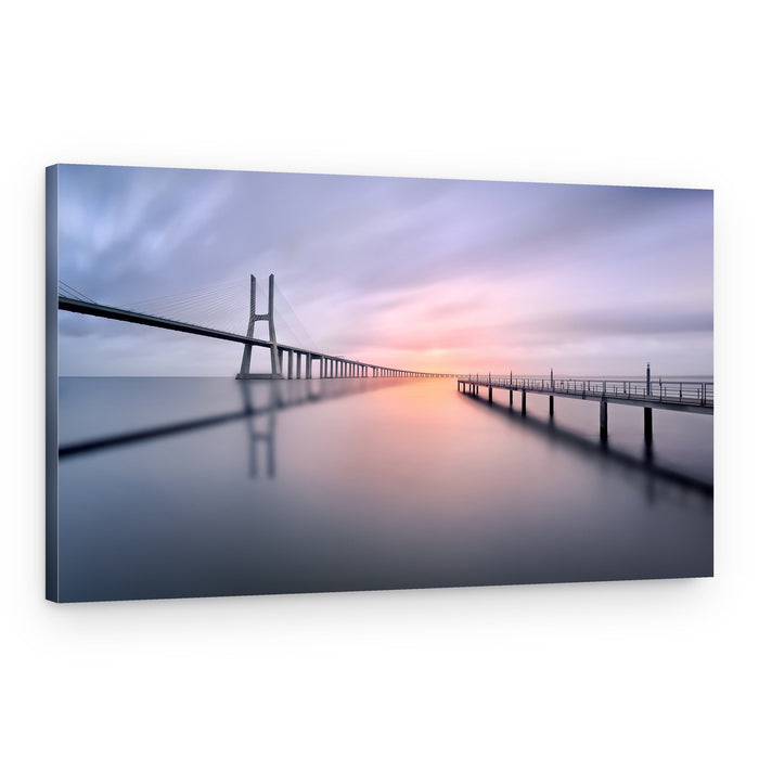 Tranquil Bridge Sunset – Canvas Print