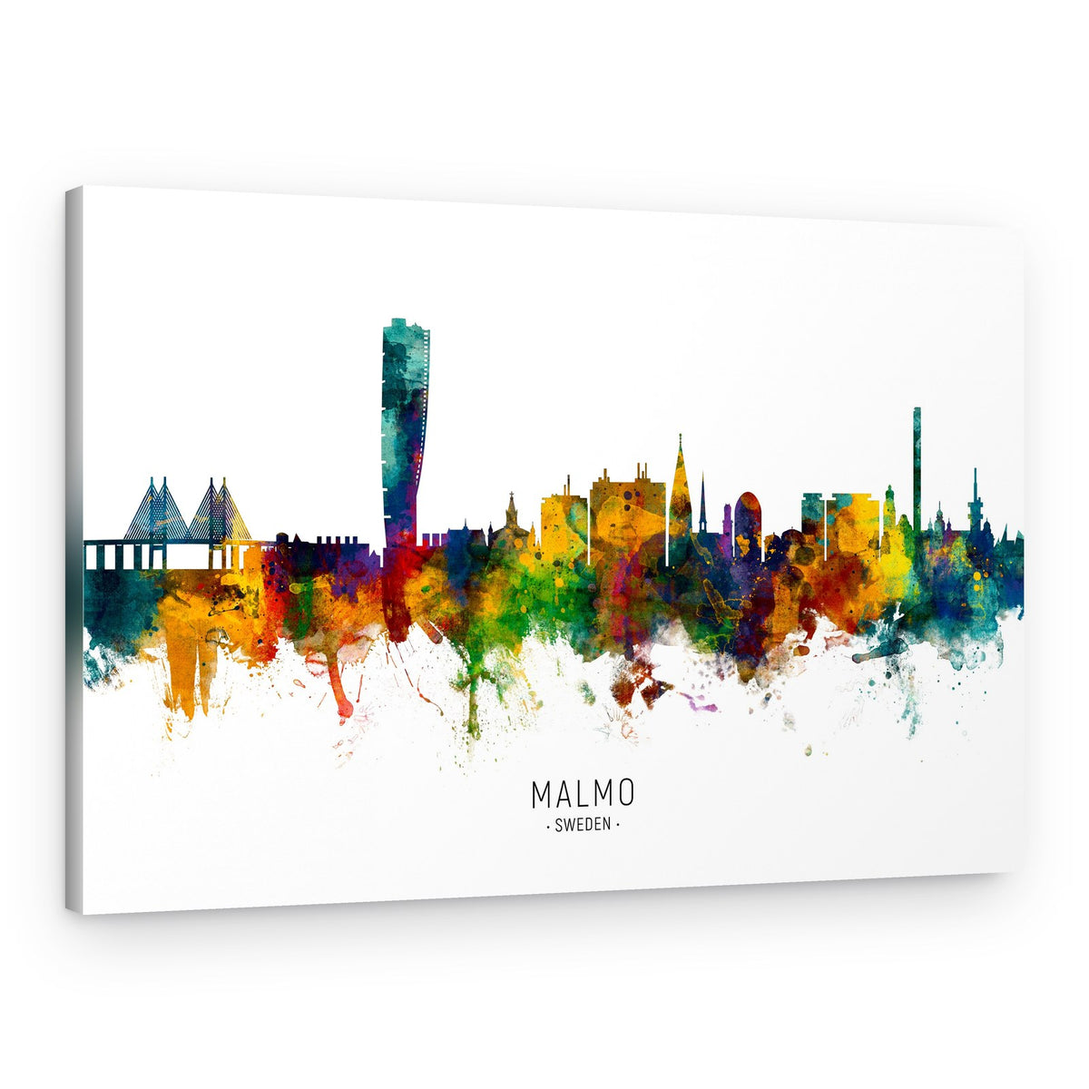 Colorful Malmö Skyline – Canvas Print