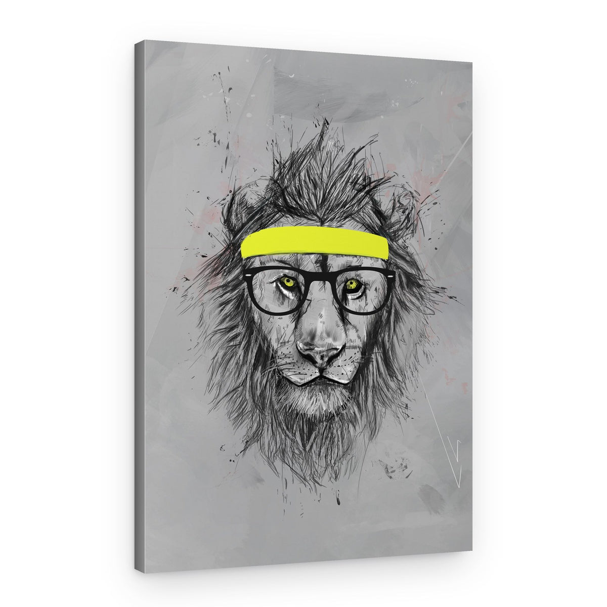 Sporty Lion With Glasses – Canvas Print