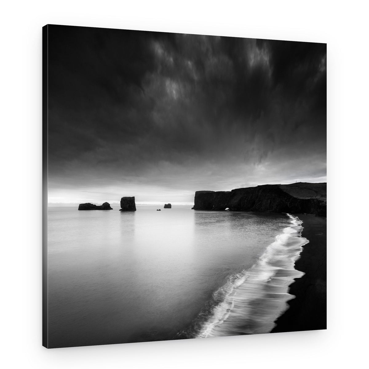 Dramatic Black Beach – Canvas Print
