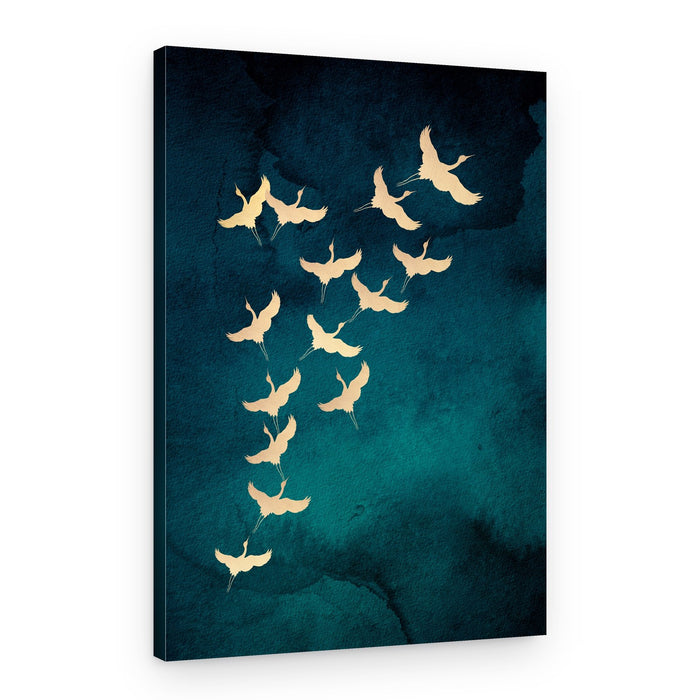 Graceful Golden Cranes – Canvas Print