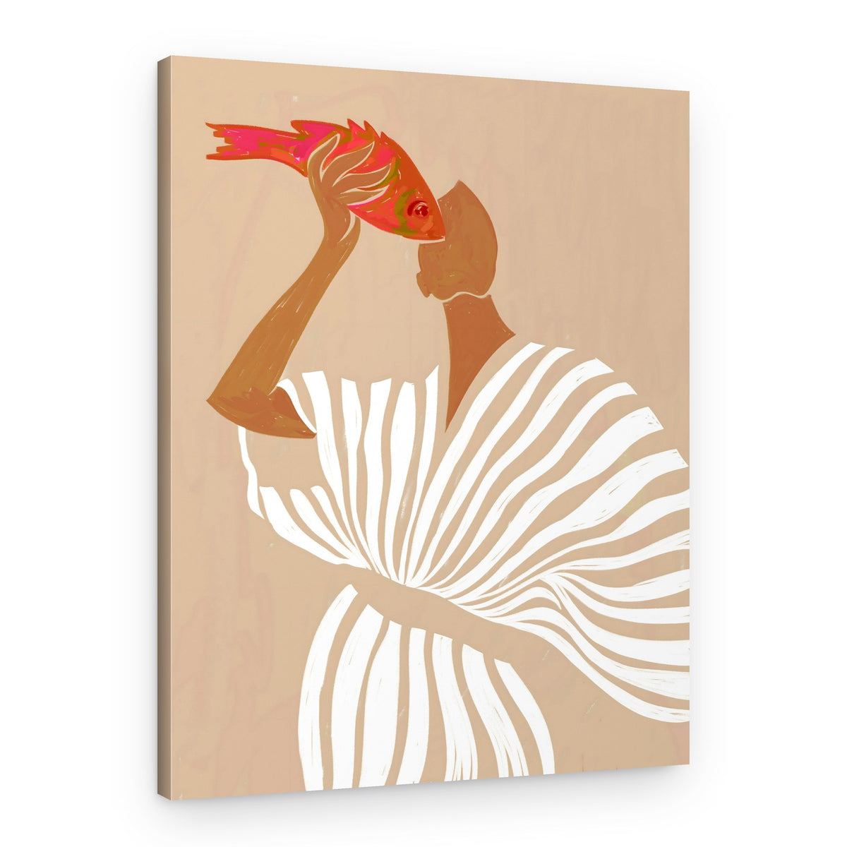 Woman Admires Fish – Canvas Print