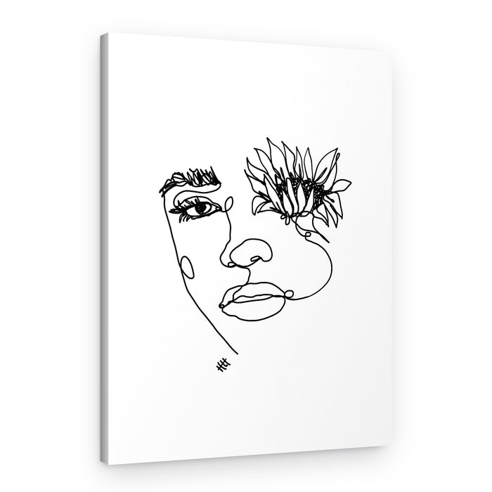 Floral Face Line Art – Canvas Print