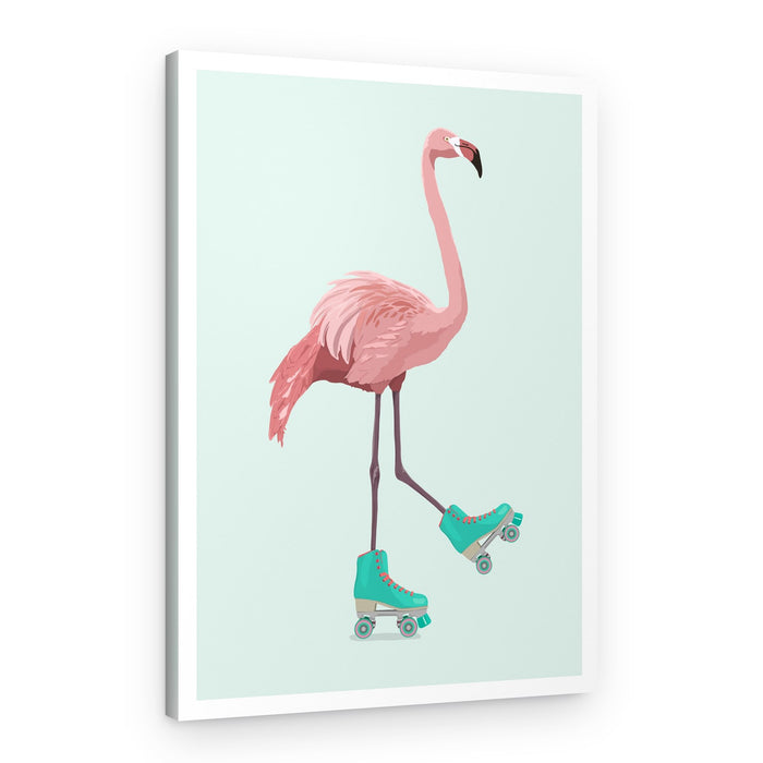 Roller Skating Flamingo – Canvas Print