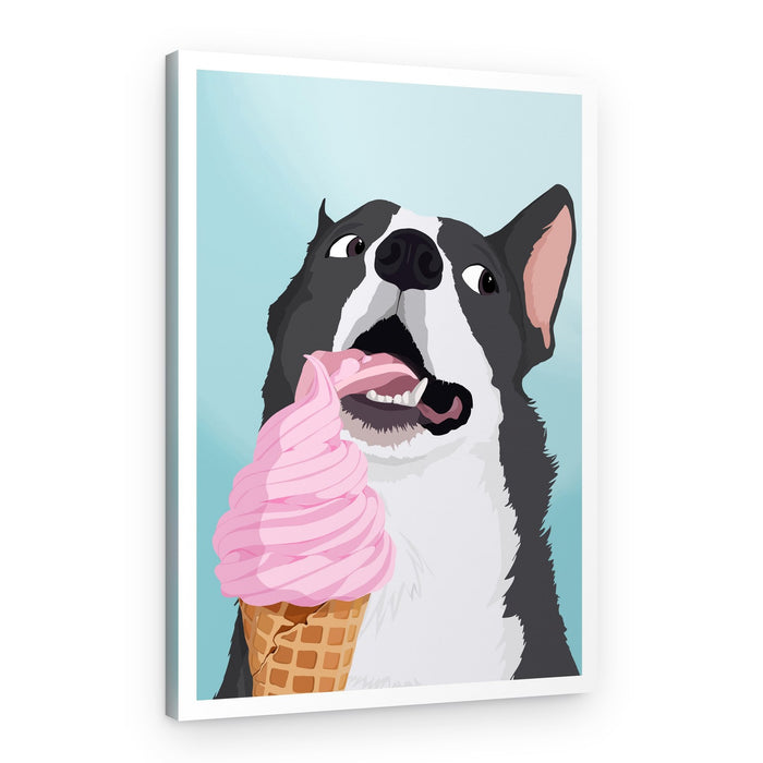 Happy Dog Ice Cream – Canvas Print