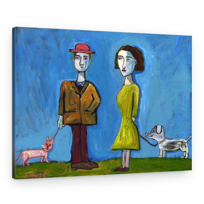 Whimsical Leashed Pets – Canvas Print