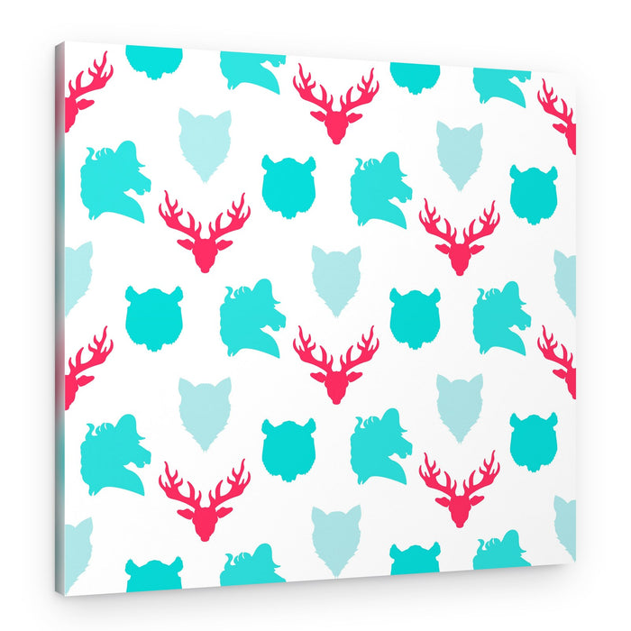 Colorful Animal Heads Pattern – Canvas Print