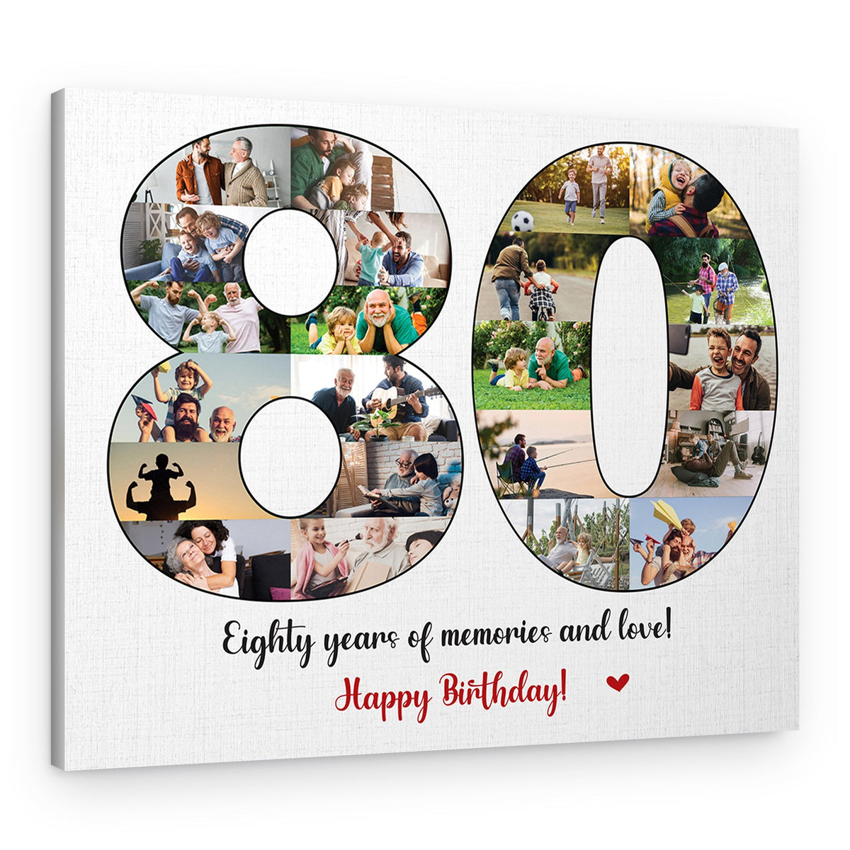 80th Birthday Photo Collage Custom Canvas Print – Canvas Print