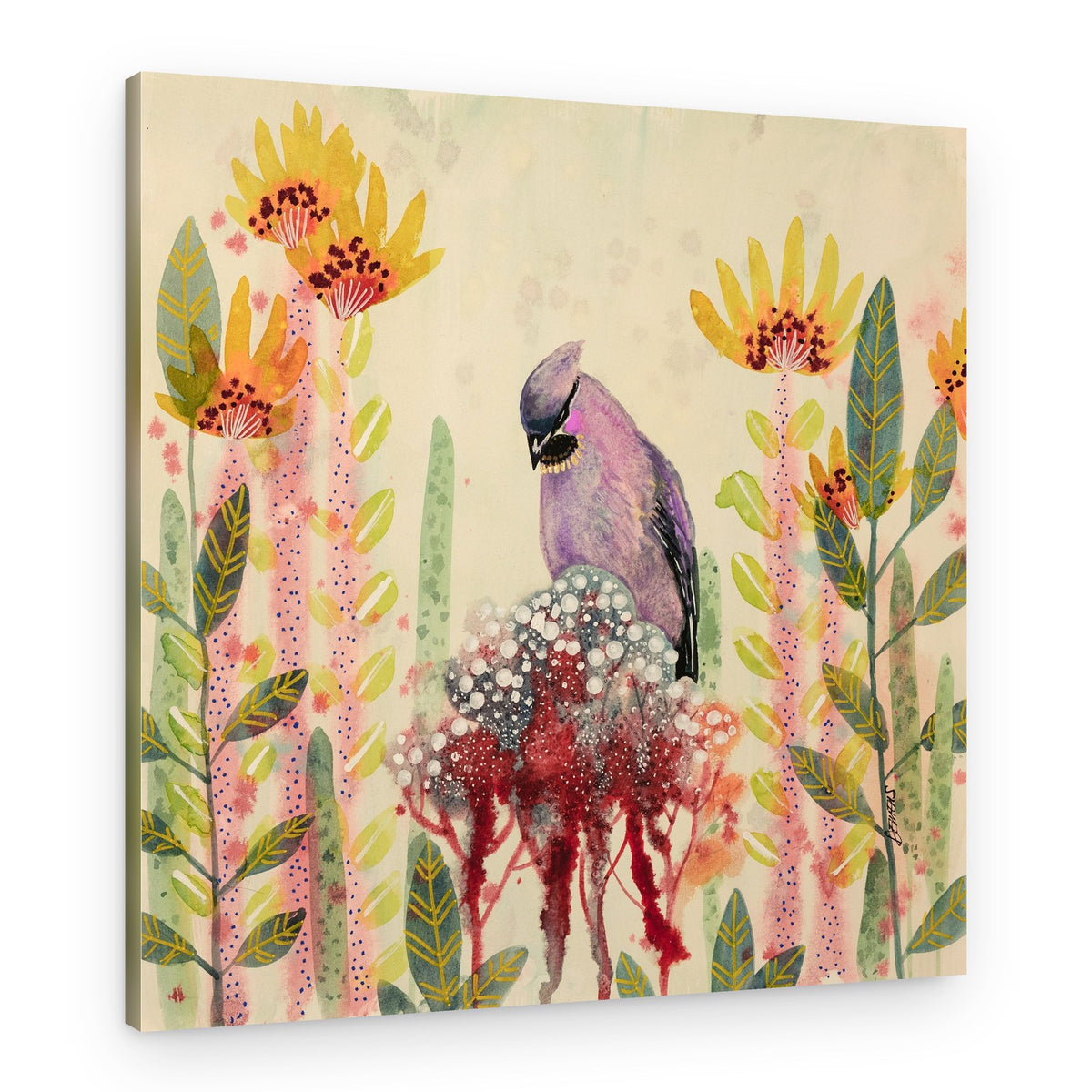 Dreamy Purple Bird Garden – Canvas Print