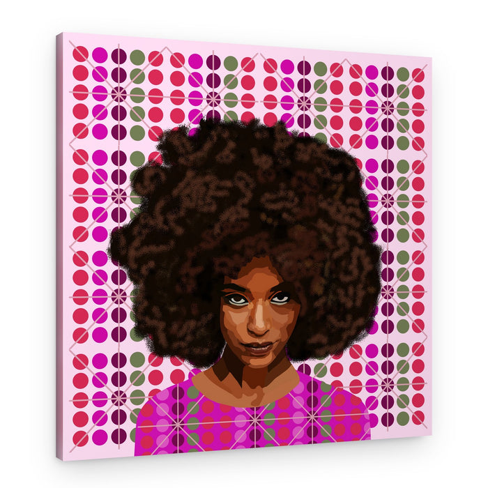 Vibrant Afro Pattern Portrait – Canvas Print