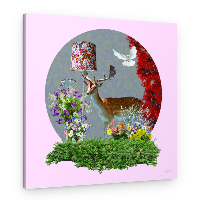 Whimsical Deer and Lamp – Canvas Print