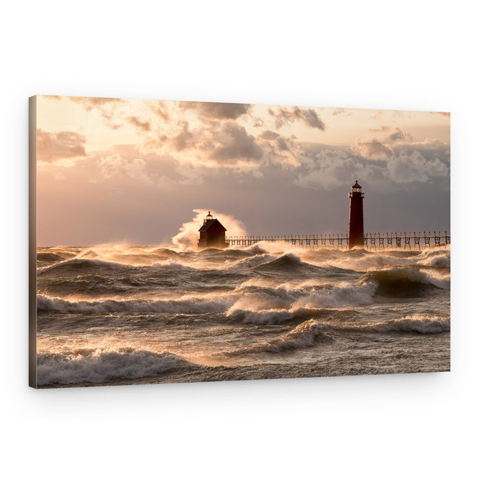 Golden Hour Lighthouses – Canvas Print