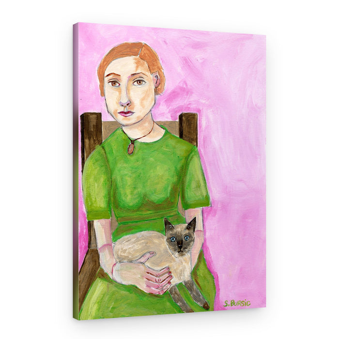 Woman With Siamese Cat – Canvas Print