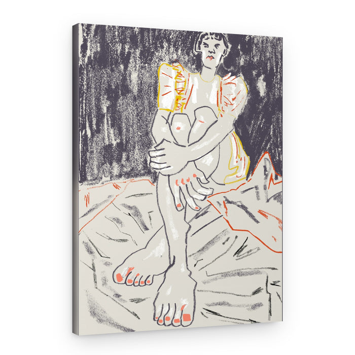 Contemplative Woman Sitting – Canvas Print