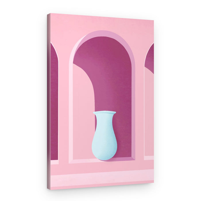 Pink Arches Blue Vase – Canvas Print