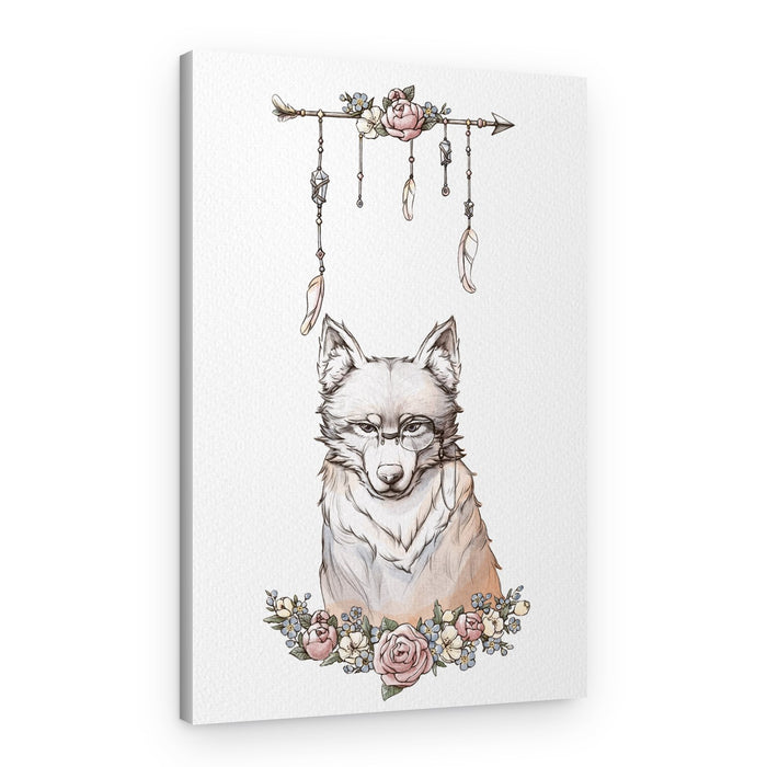Thoughtful Boho Wolf – Canvas Print
