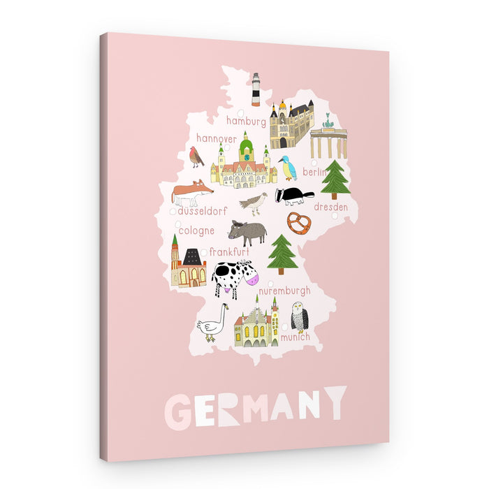 Whimsical Germany Map – Canvas Print