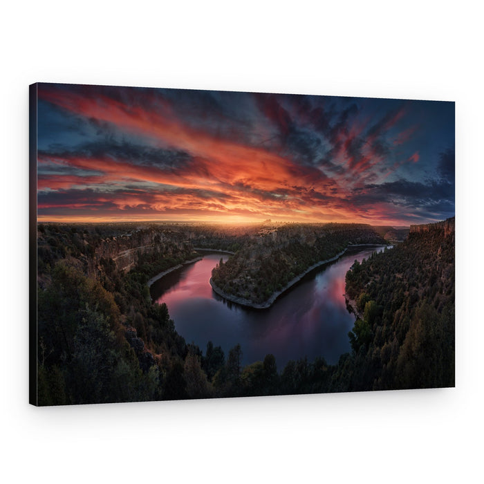 Vibrant Canyon River Sunset – Canvas Print