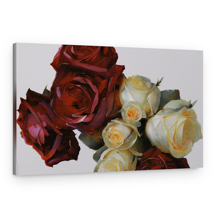 Lush Red and White Roses – Canvas Print