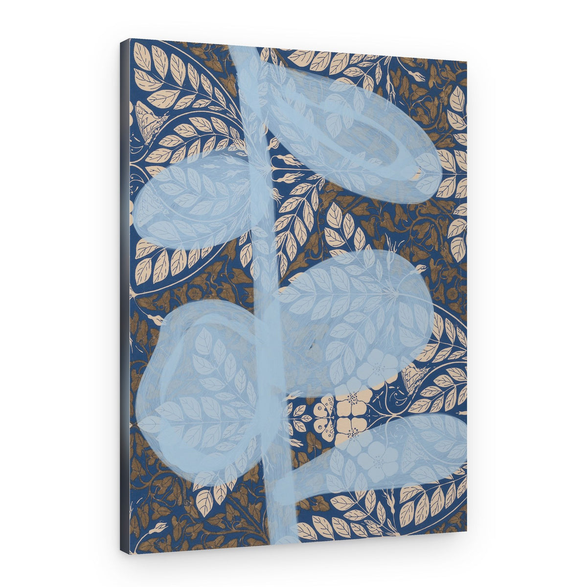 Serene Blue Leaf Pattern – Canvas Print
