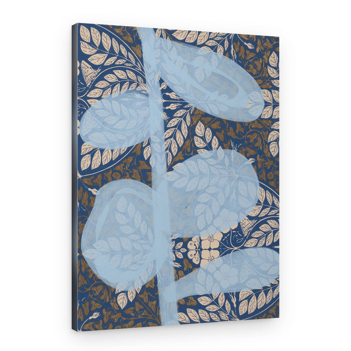 Serene Blue Leaf Pattern – Canvas Print