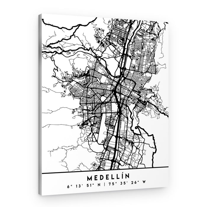 Medellín City Map – Canvas Print