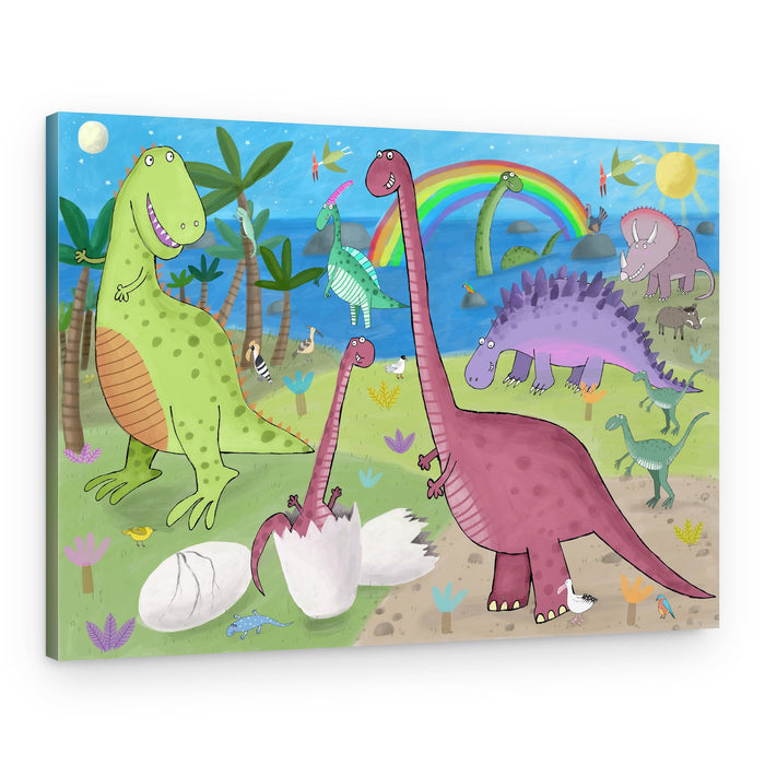 Happy Prehistoric Dinosaurs – Canvas Print