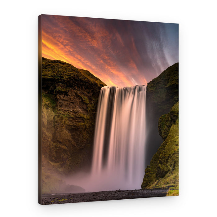 Majestic Sunset Waterfall – Canvas Print