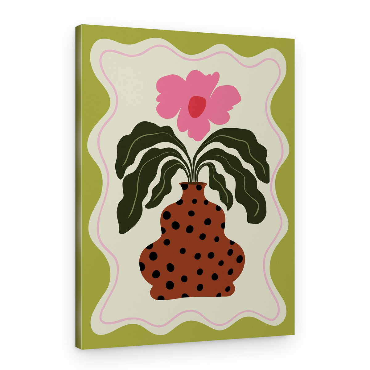 Retro Pink Flower Vase – Canvas Print
