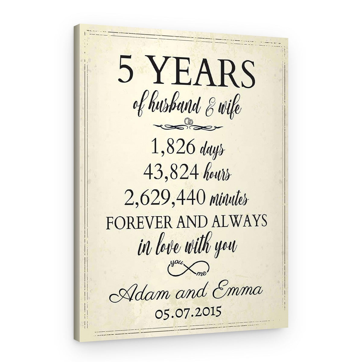 5 Years Of Husband and Wife Counting Canvas Print – Canvas Print – Design A