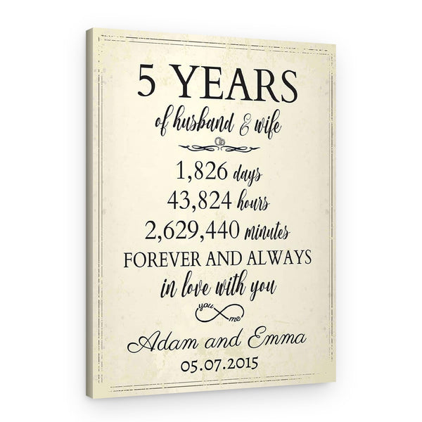 5 Years Of Husband and Wife Counting Canvas Print