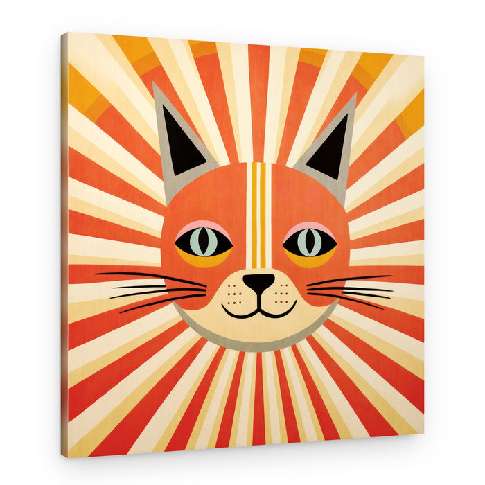 Happy Geometric Cat – Canvas Print